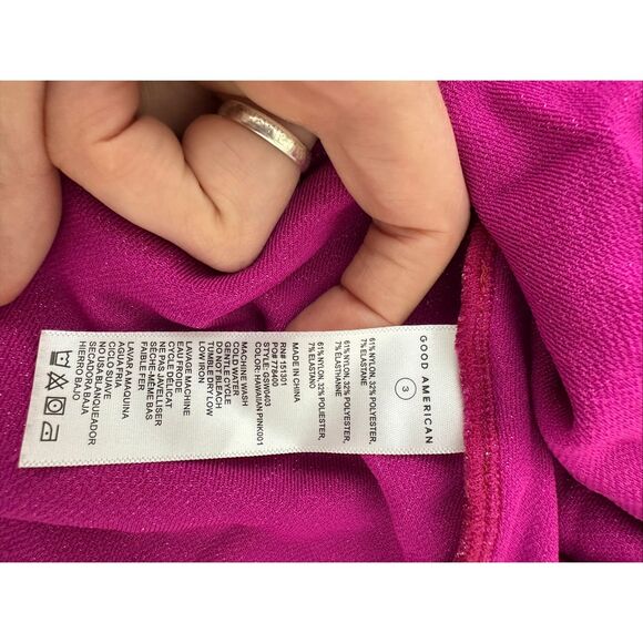 NWT Good American RUCHED PINK METALLIC SPARKLE MINI DRESS Size 3 or Large - Picture 6 of 8